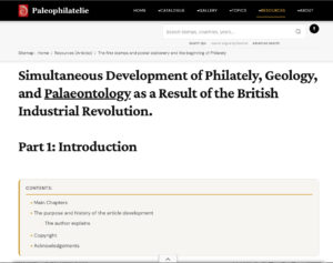 Michael Kogan, Simultaneous Development of Philately, Geology, and Palaeontology as a Result of the British Industrial Revolution